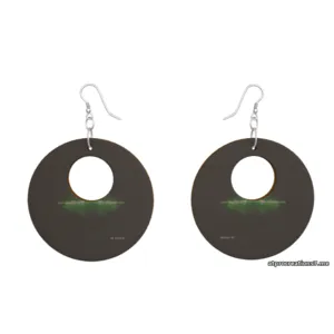 Wooden Earrings Organic Shape - Blessed To Live Again (3Lives) - Green